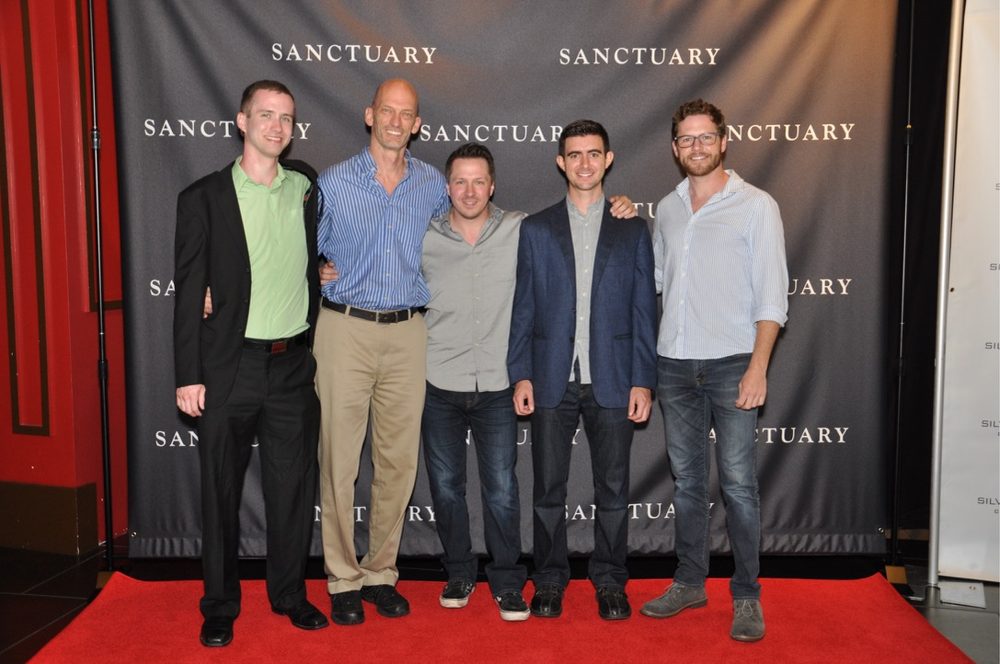 Five men on the Sanctuary premiere red carpet